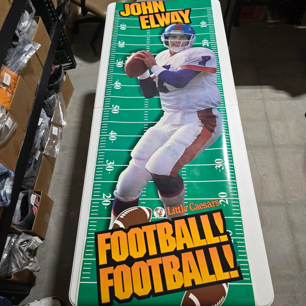 Vintage 1996 John Elway Little Caesars Football Growth Chart Poster 75x26 Denver